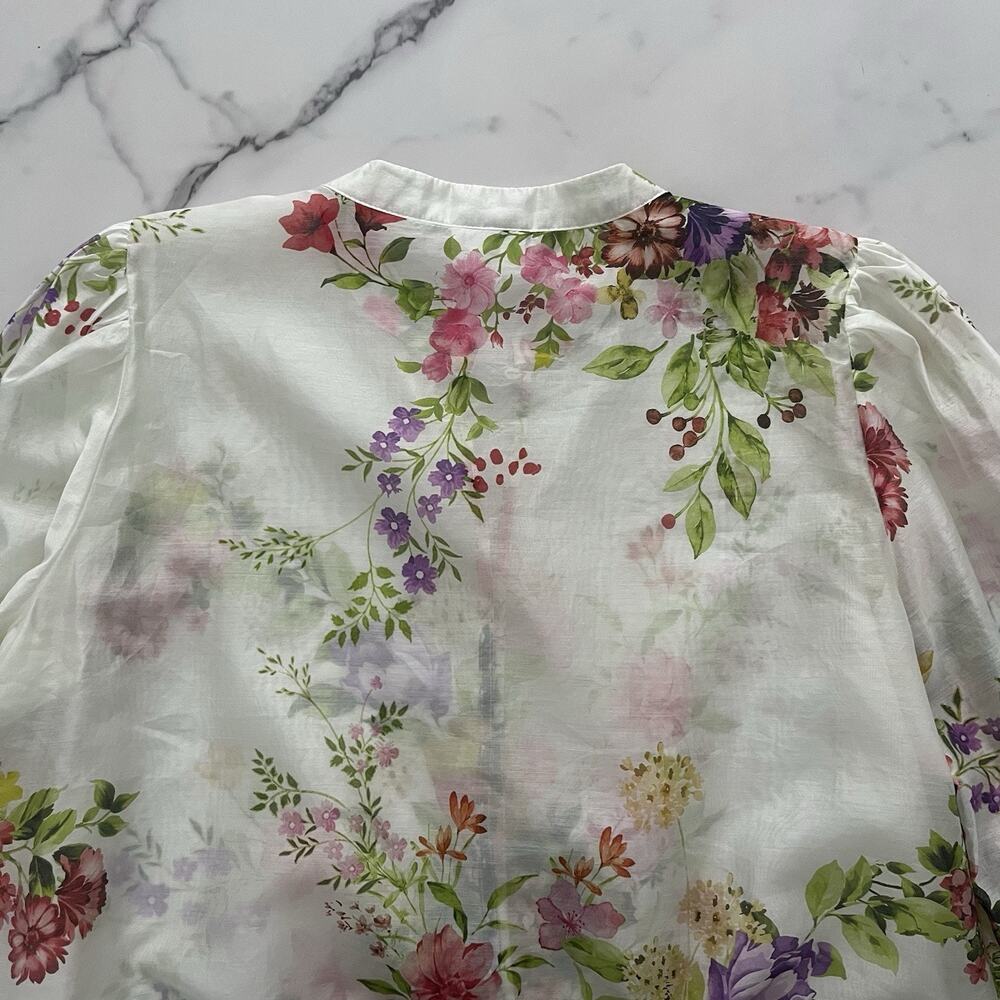 Bailey 44 Cream floral Blouse Romantic Prairie Cottage Core Sz Large Semi Sheer - Picture 7 of 11